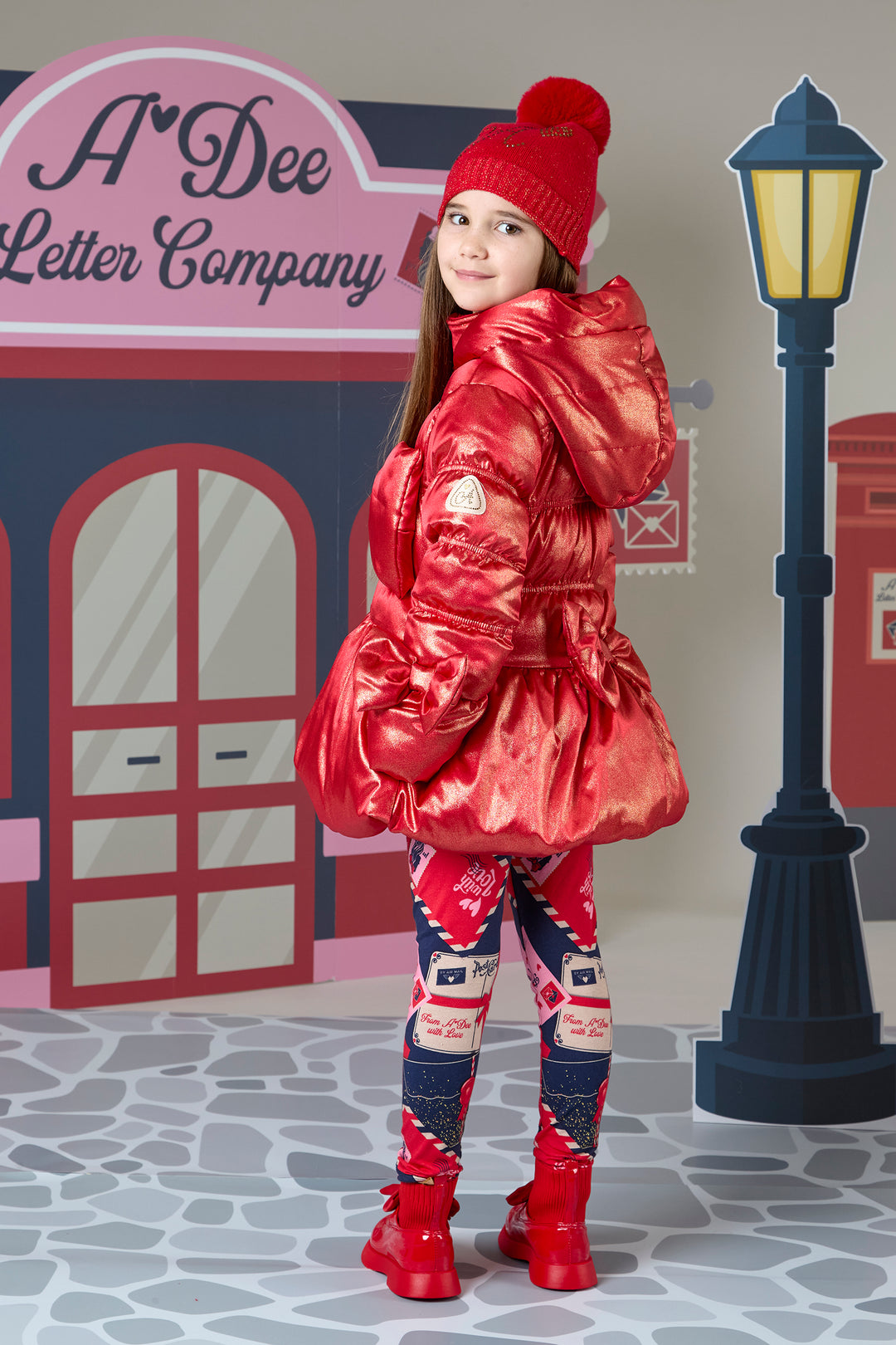 AW24 A Dee Girls With Love Rihanon Red Glitter Bow Coat