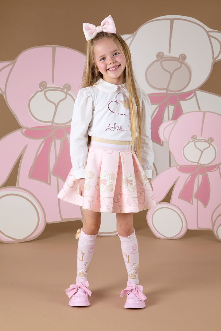 AW24 A Dee Girls Star Teddy Print Skirt Set