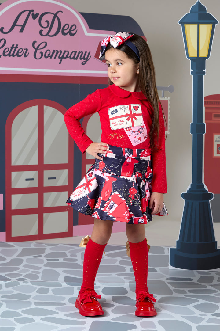 AW24 A Dee Girls With Love Roxy Red Skirt Set