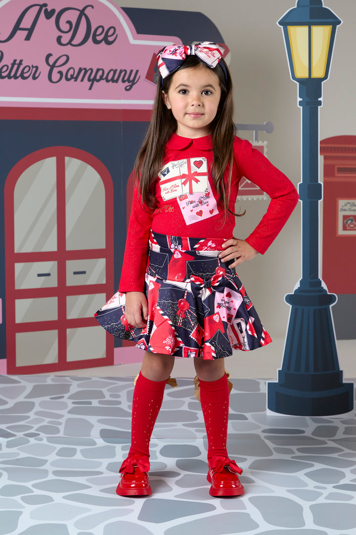 AW24 A Dee Girls With Love Roxy Red Skirt Set