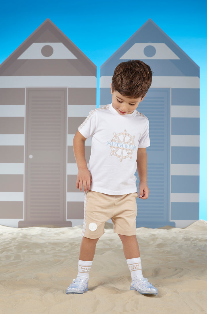 SS24 Mitch & Son Travis Gingham Sand & White Short Set