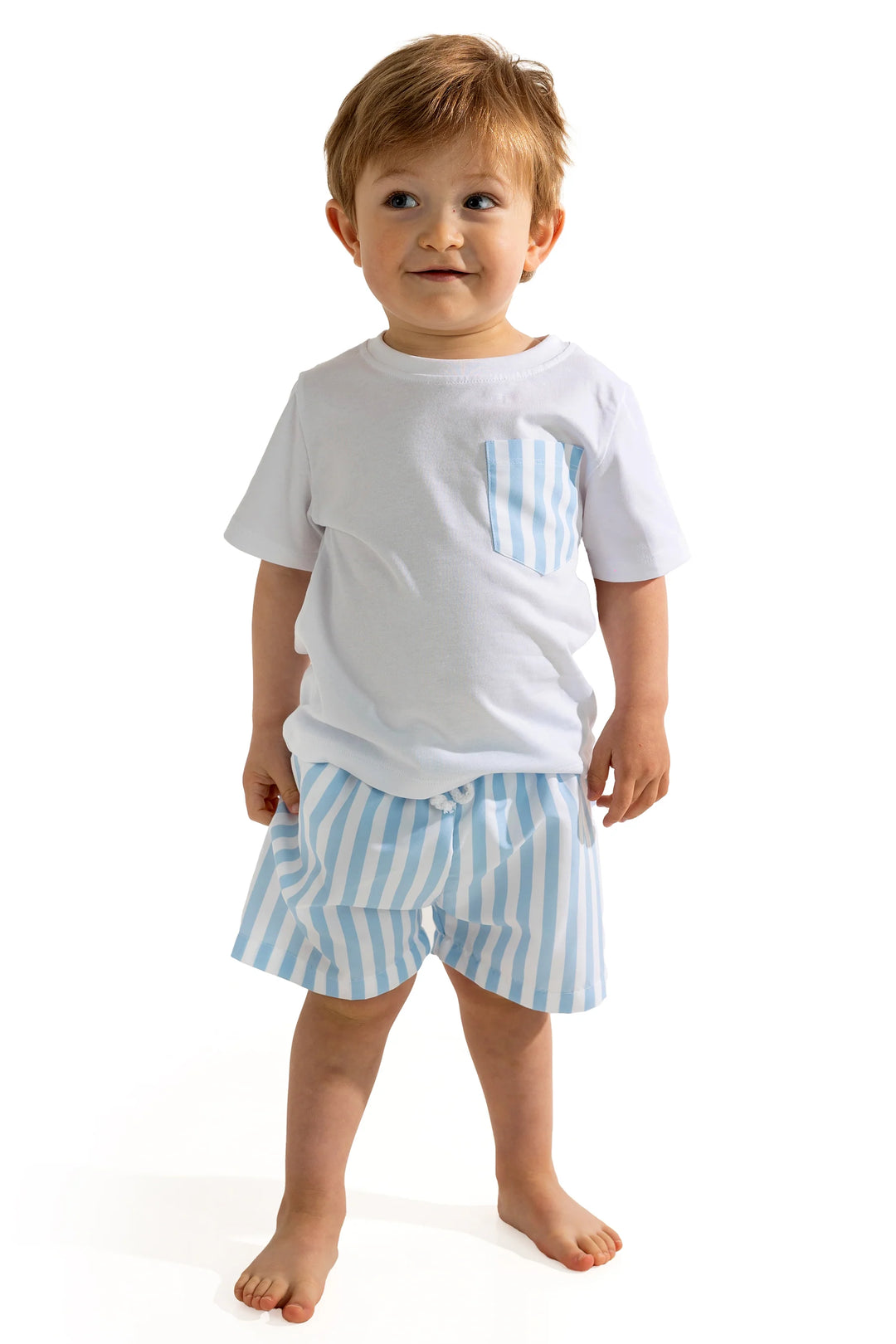 SS25 Meia Pata Boys Blue & Stripe Swim Shorts