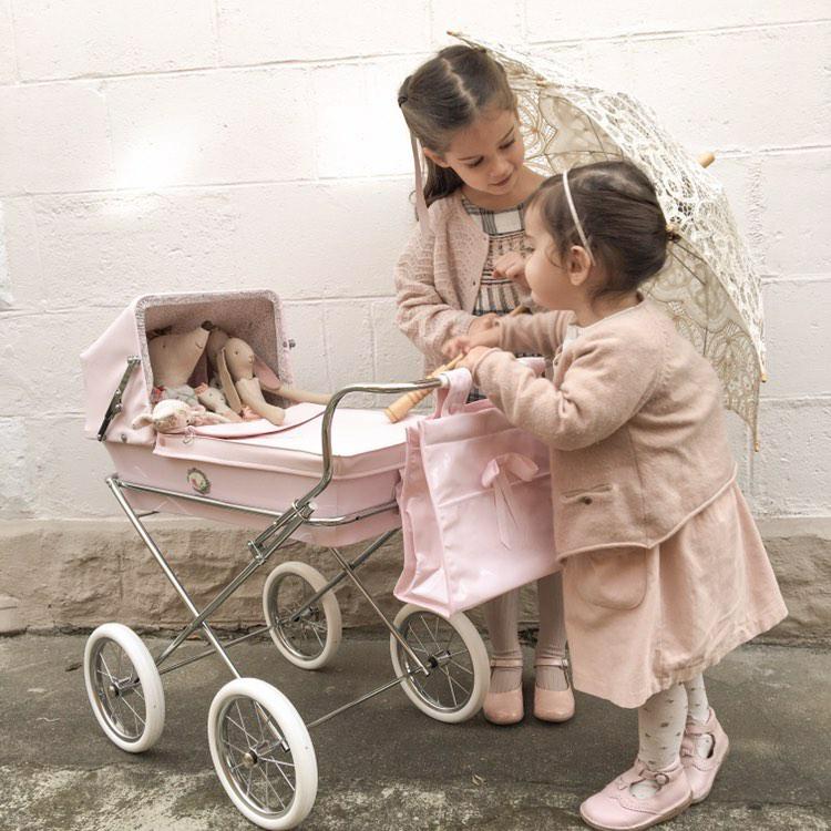 Bebelux 'Sweet Mini Pink' Spanish Doll's Pram & Bag 2034-R-CH-R