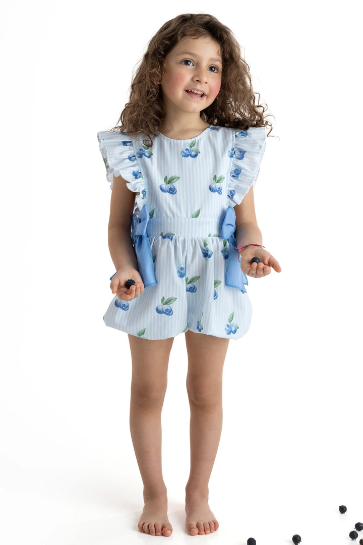 SS25 Meia Pata Girls Blueberries Stripe Playsuit