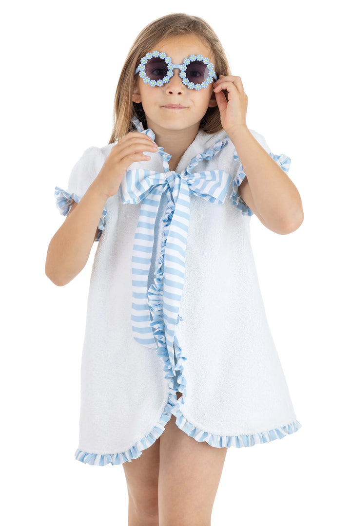 SS25 Meia Pata Girls Blue & White Stripe Beach Cover-Up