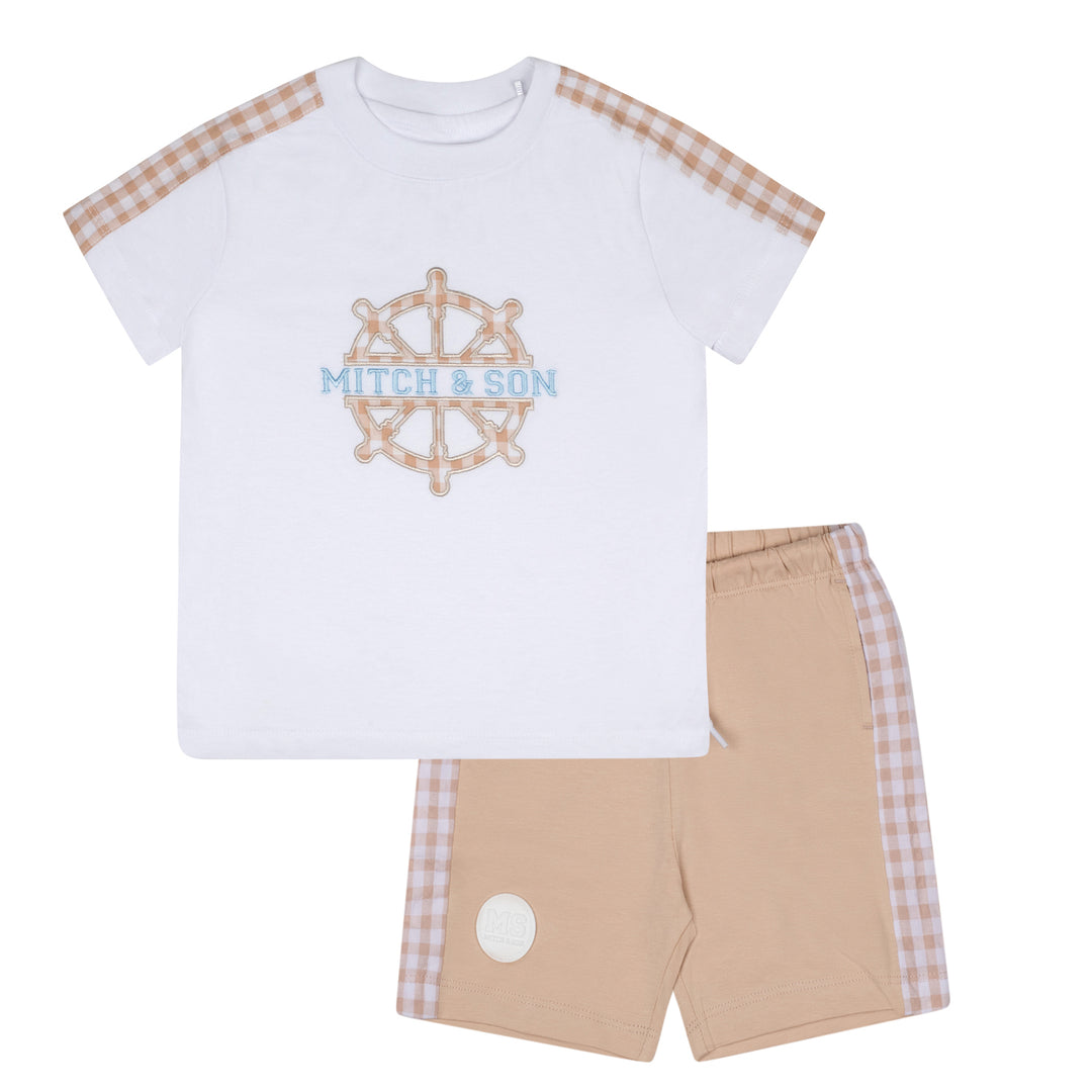 SS24 Mitch & Son Travis Gingham Sand & White Short Set