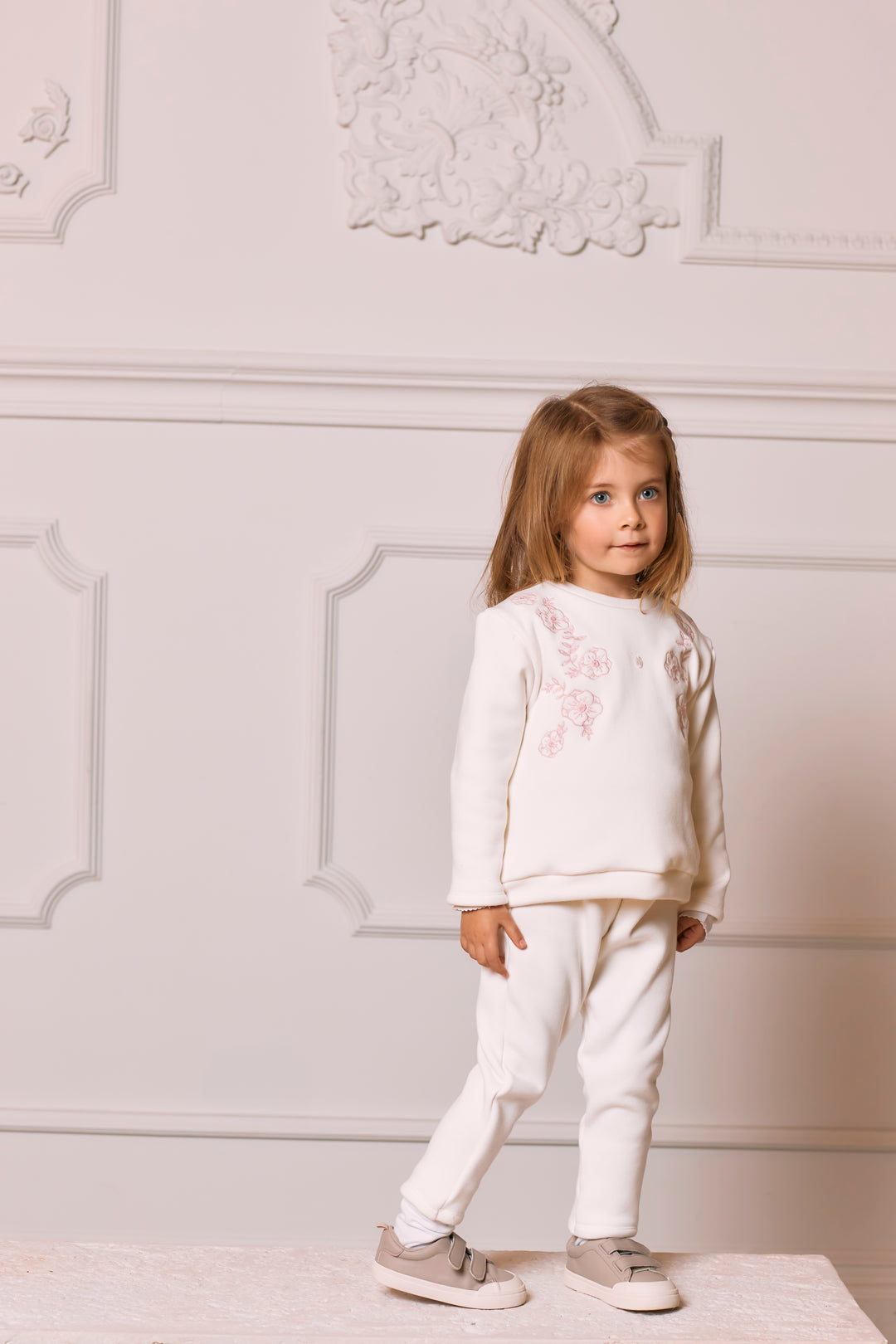 AW24 Patachou Girls Ivory & Beige Embroidered Leggings Set