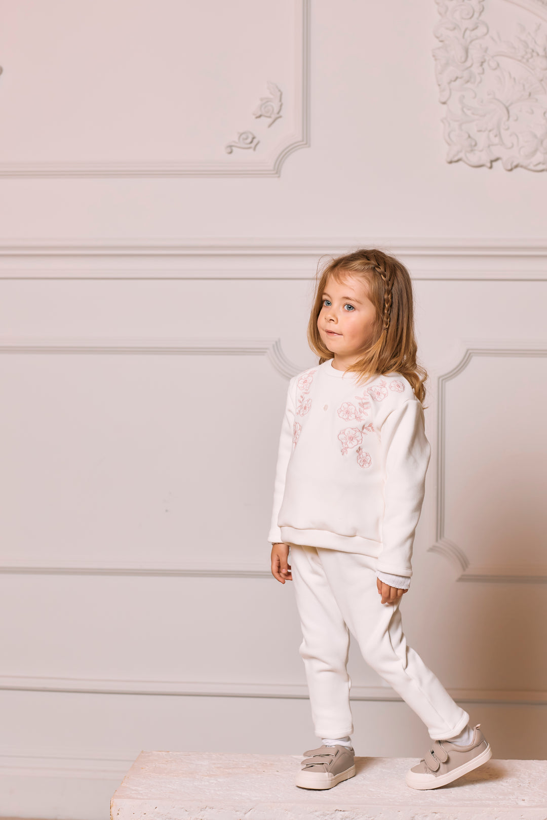 AW24 Patachou Girls Ivory & Beige Embroidered Leggings Set