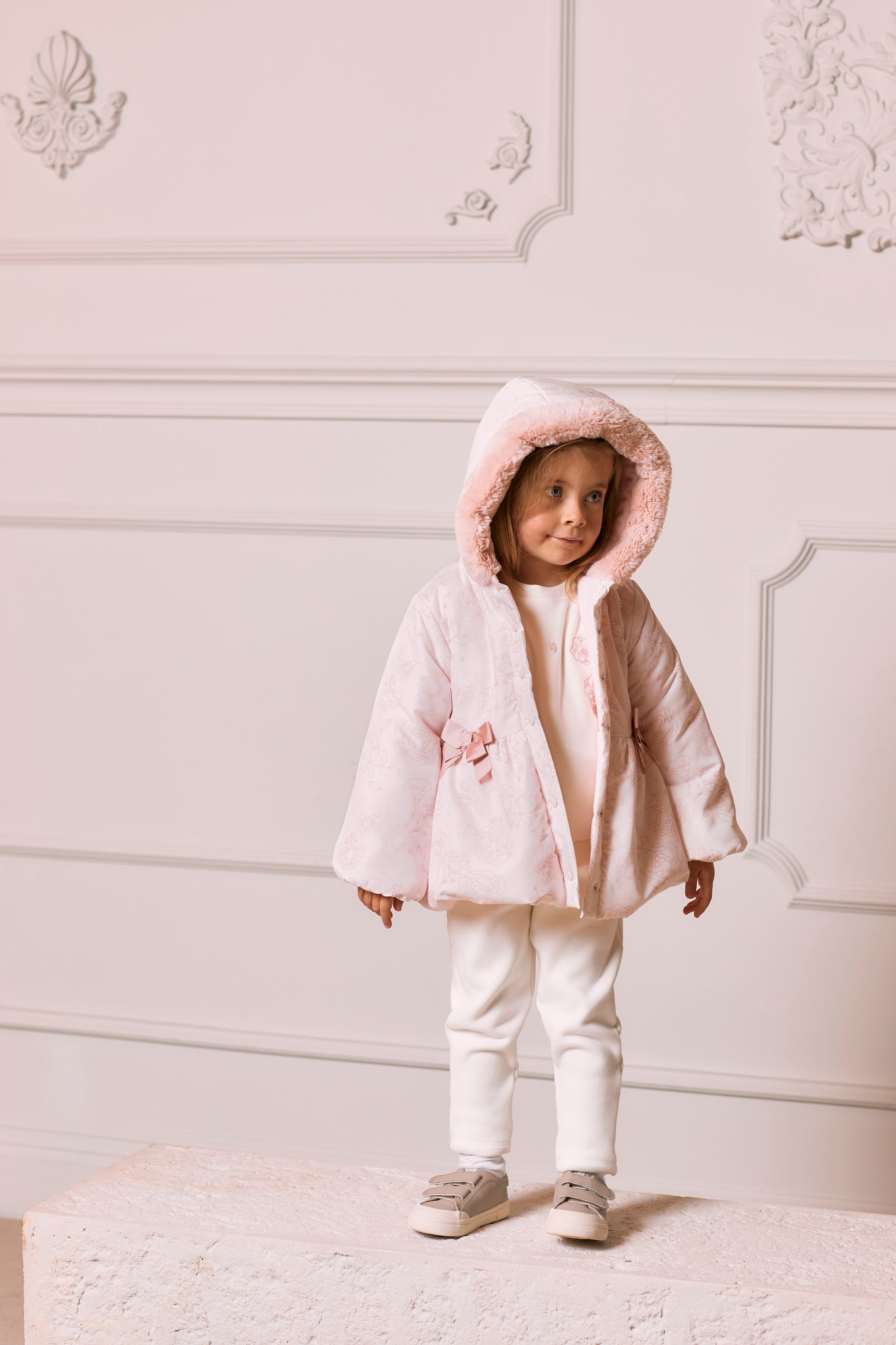 AW24 Patachou Girls Pink Bow Puffer Coat