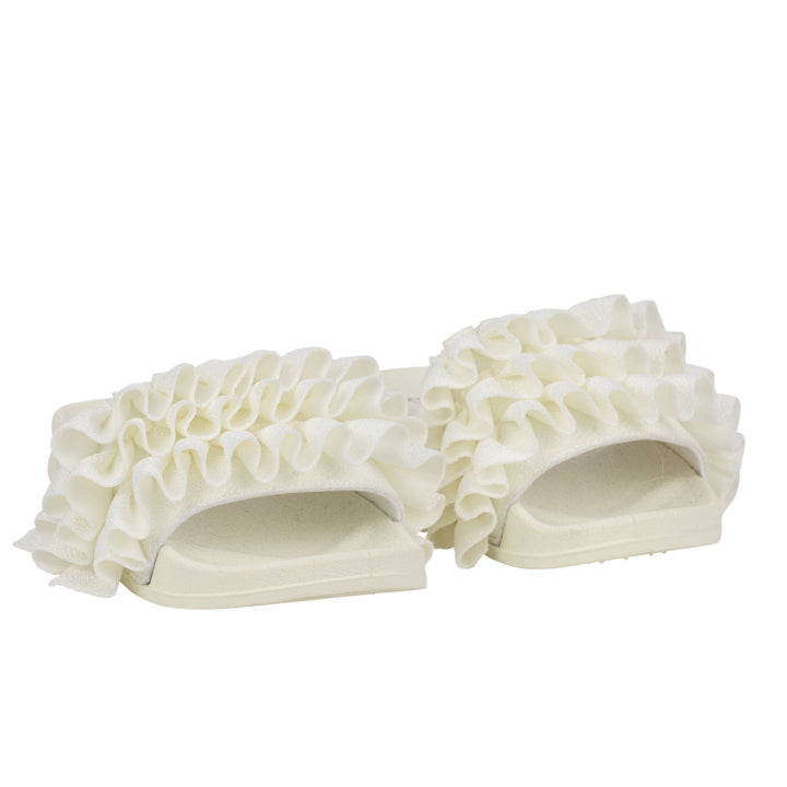 SS24 A Dee Girls White Frilly Sliders