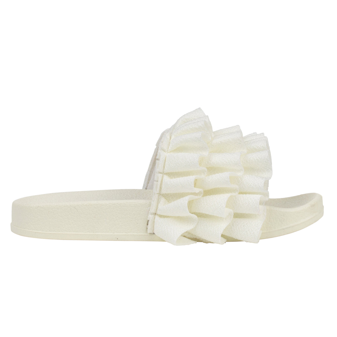 SS24 A Dee Girls White Frilly Sliders