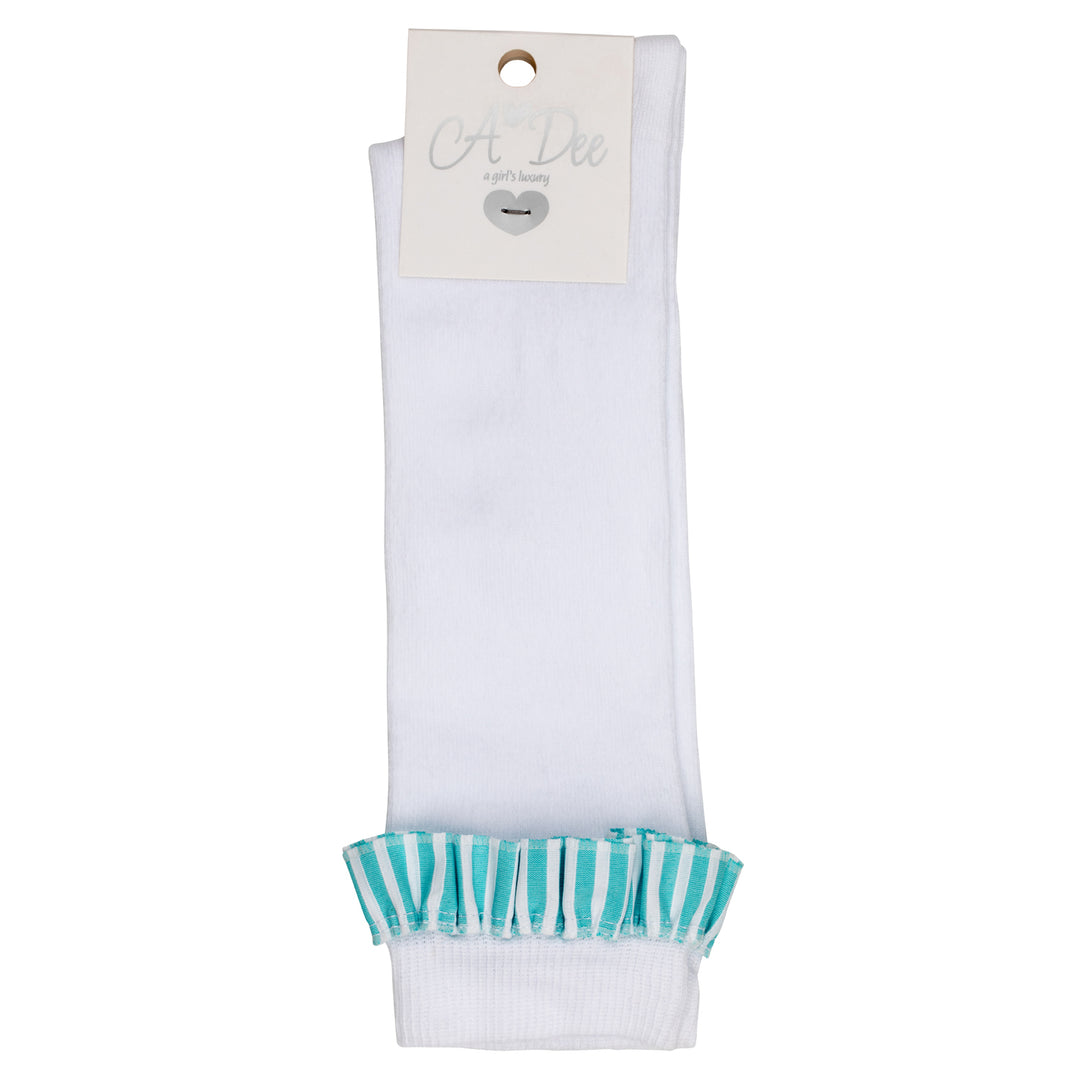 SS24 A Dee Girls Orlena Ocean Pearl White Knee High Socks