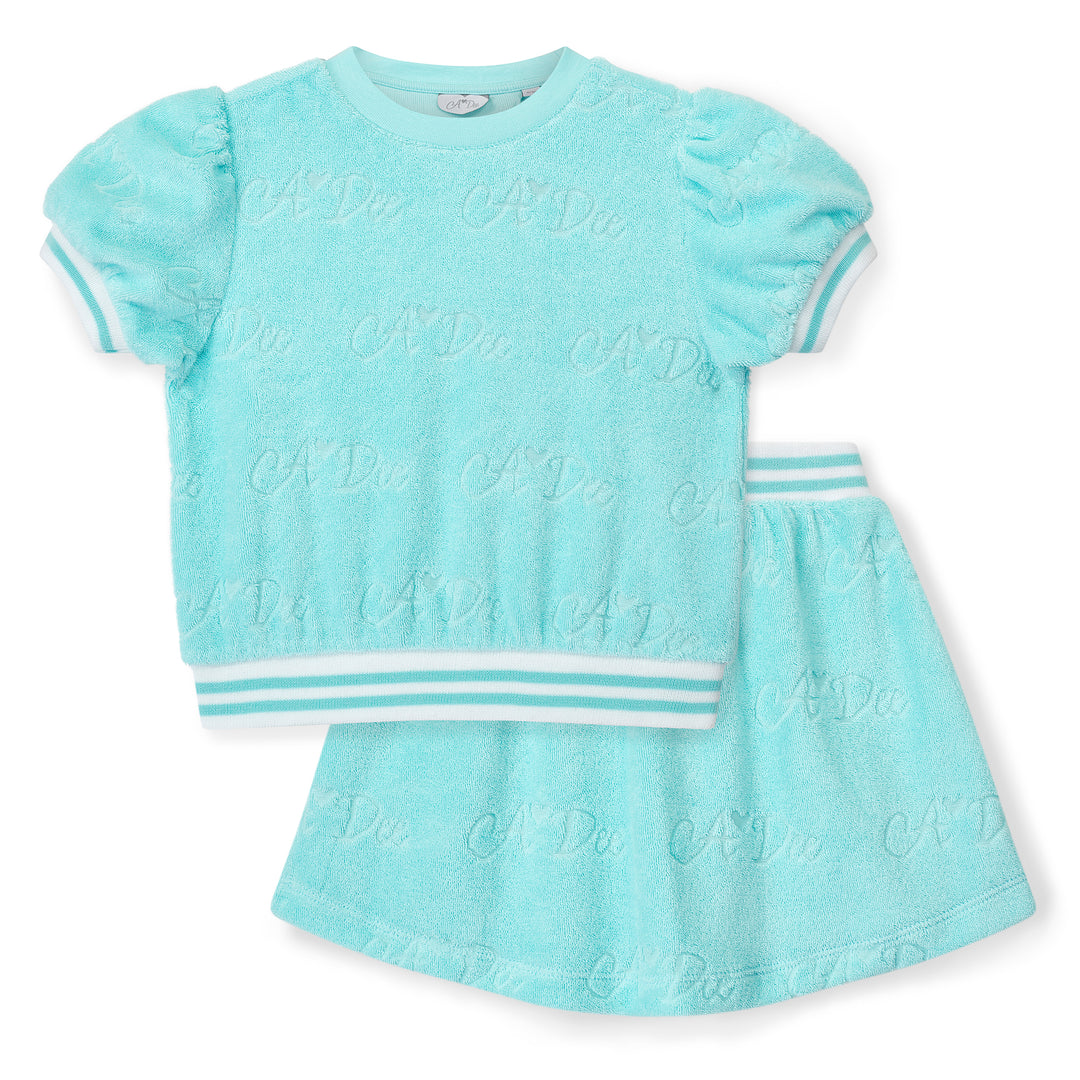 SS25 A Dee Trixie Blue Terry Skirt Set