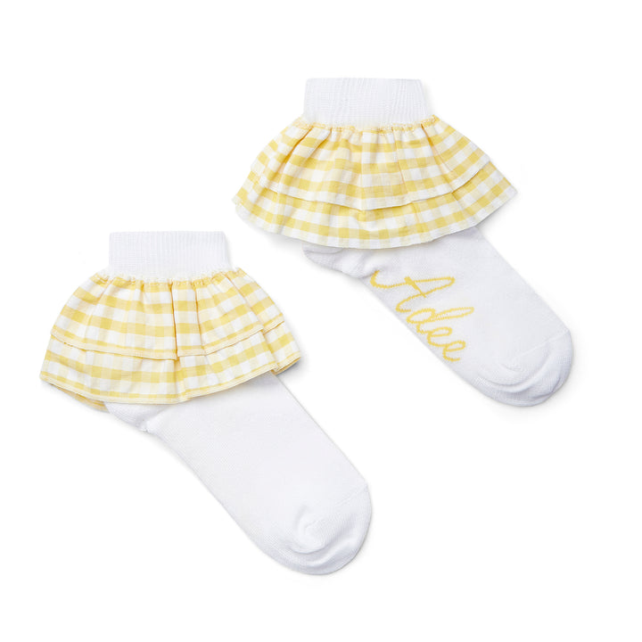 SS25 A Dee Dina Check Frill Ankle Socks