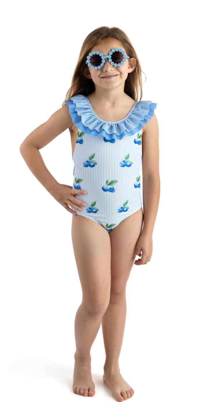 SS25 Meia Pata Girls Blueberries Postiano Swimming Costume