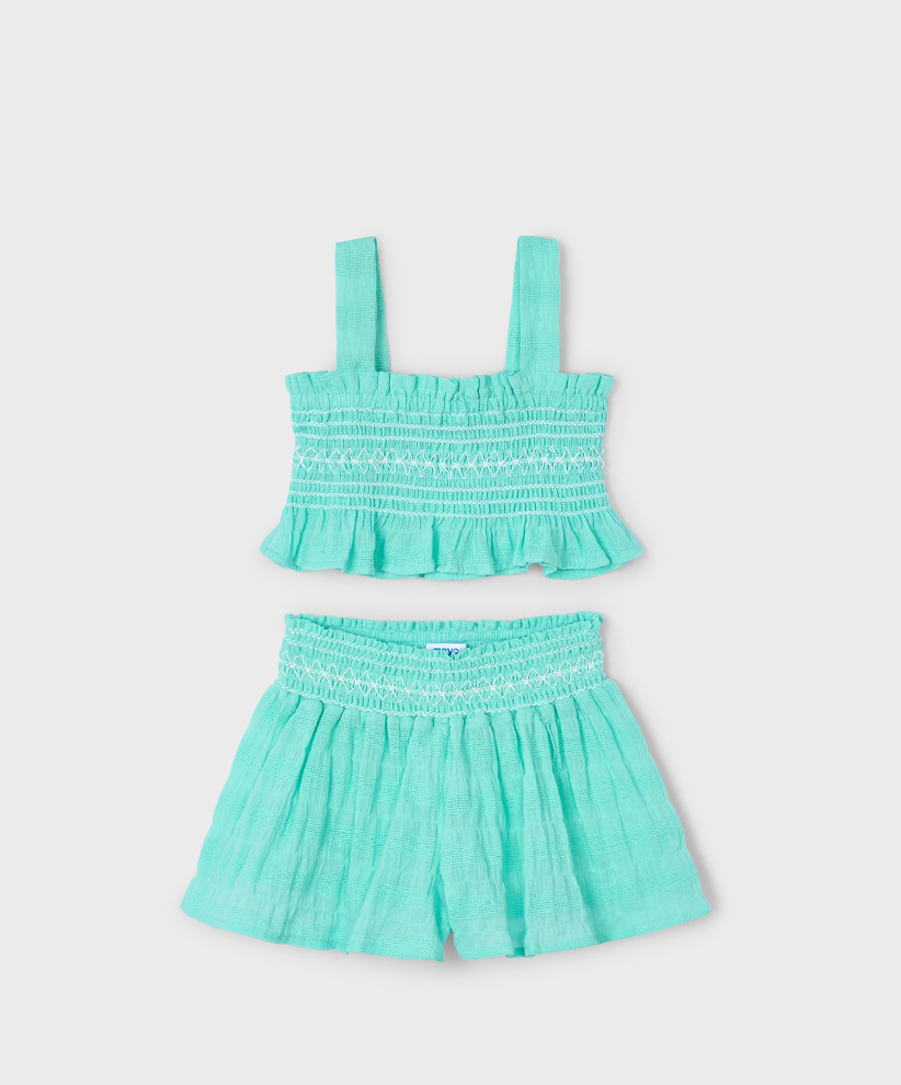 SS25 Mayoral Girls Turquoise Short Set 3216