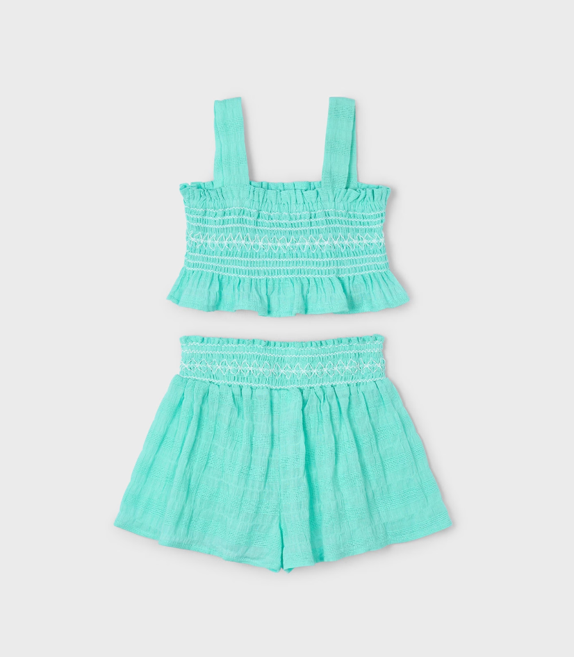 SS25 Mayoral Girls Turquoise Short Set 3216