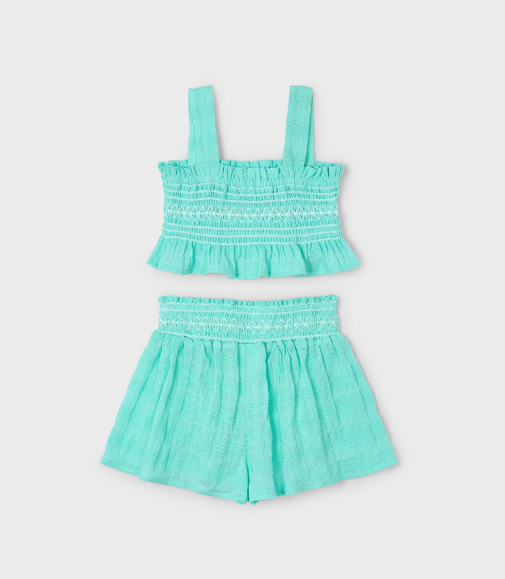 SS25 Mayoral Girls Turquoise Short Set 3216