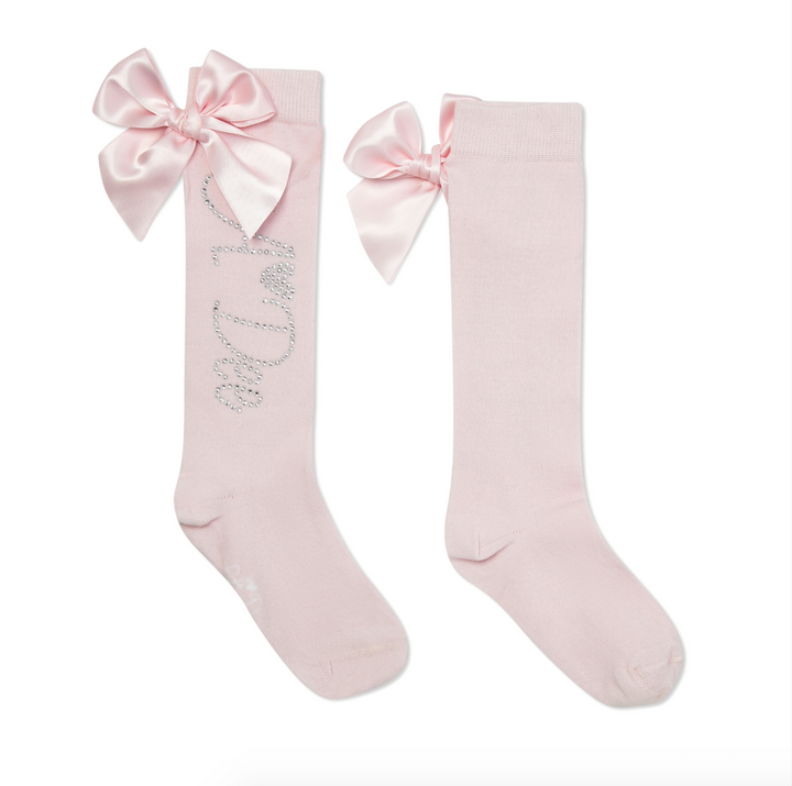 SS25 A Dee Charleigh Pink Bow Knee High Socks