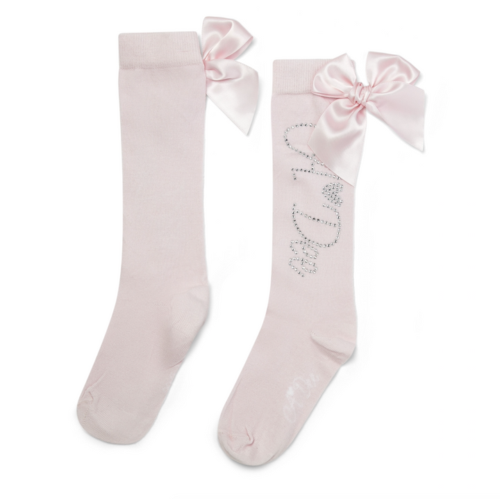 SS25 A Dee Charleigh Pink Bow Knee High Socks