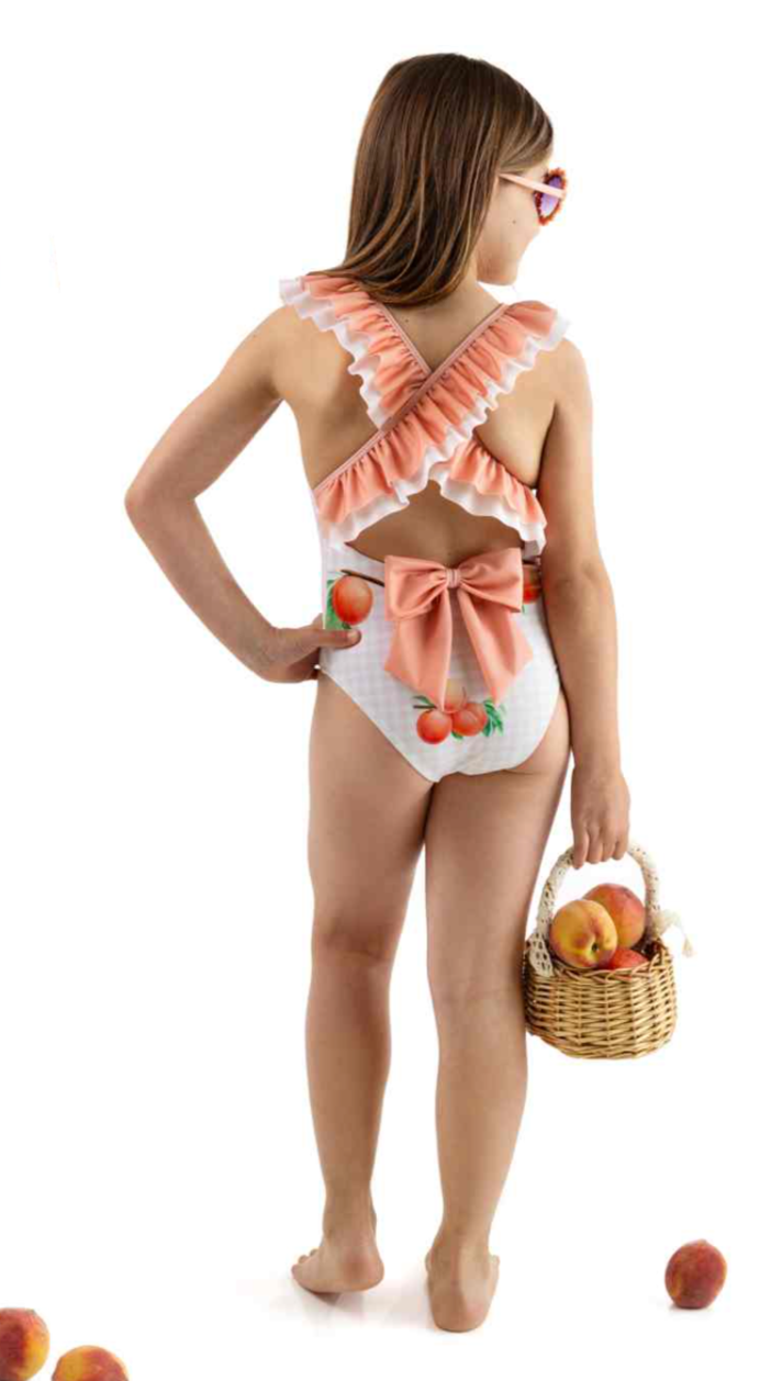 SS25 Meia Pata Girls Peaches Postiano Swimming Costume