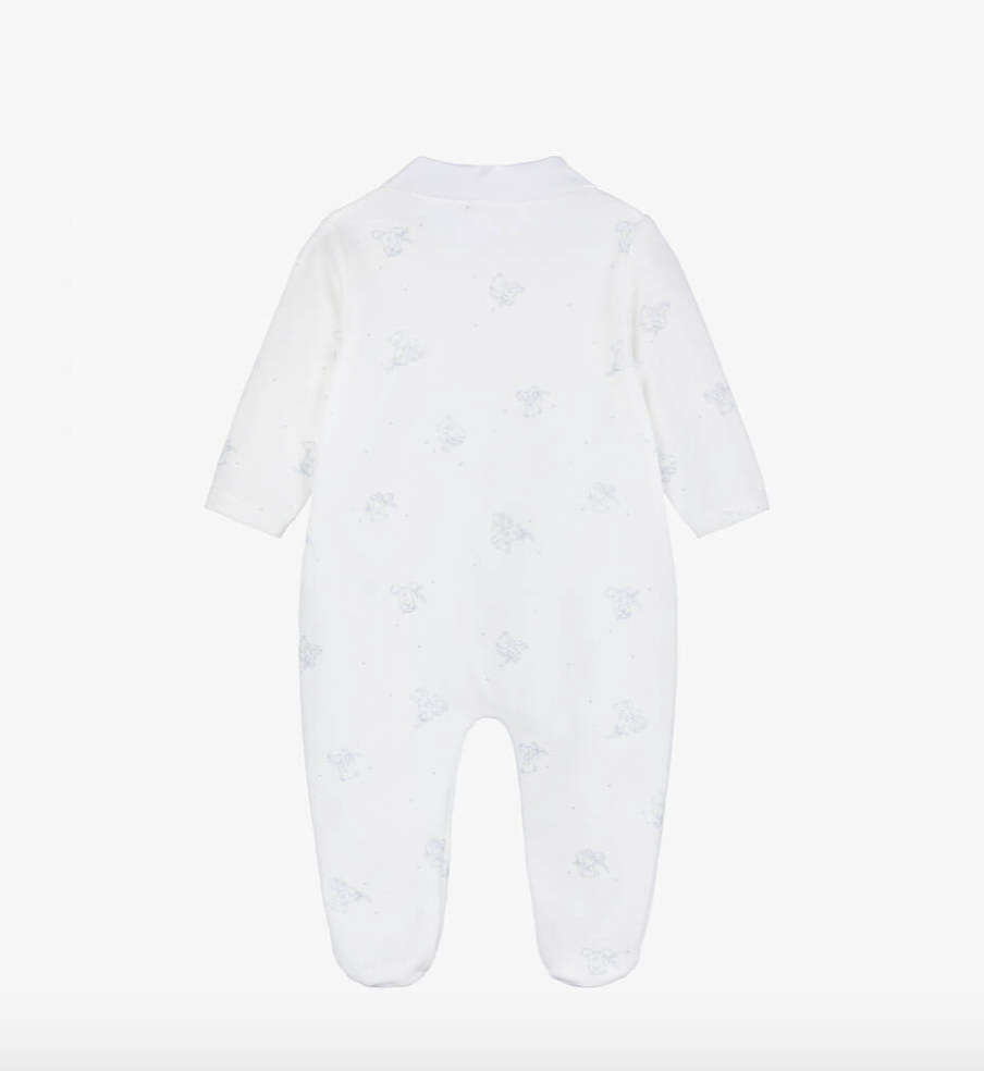 AW24 Patachou Baby Boy White & Beige Velour Babygrow