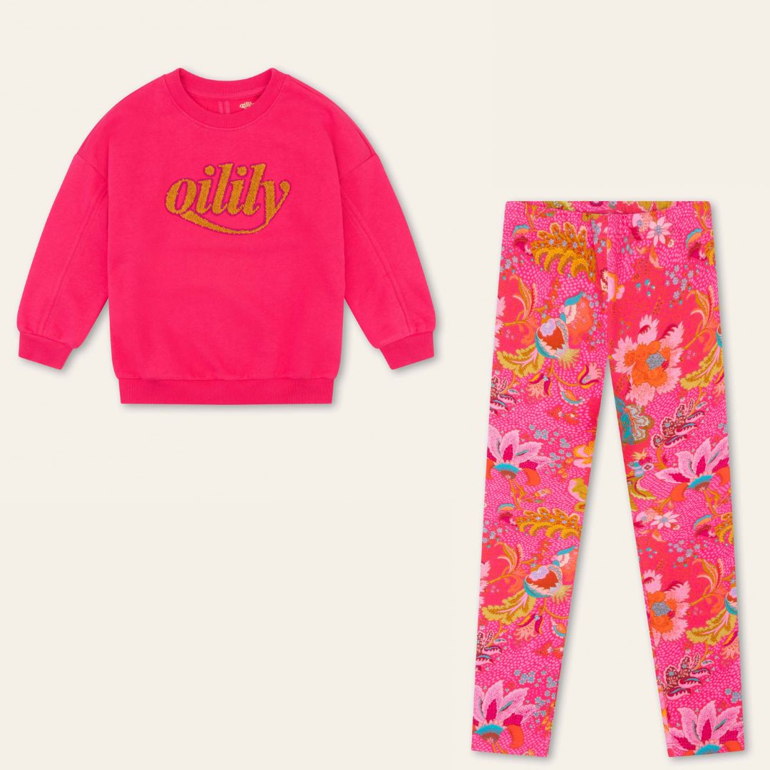 AW24 Oilily Girls Peppy Pink Paisley Flowers Leggings