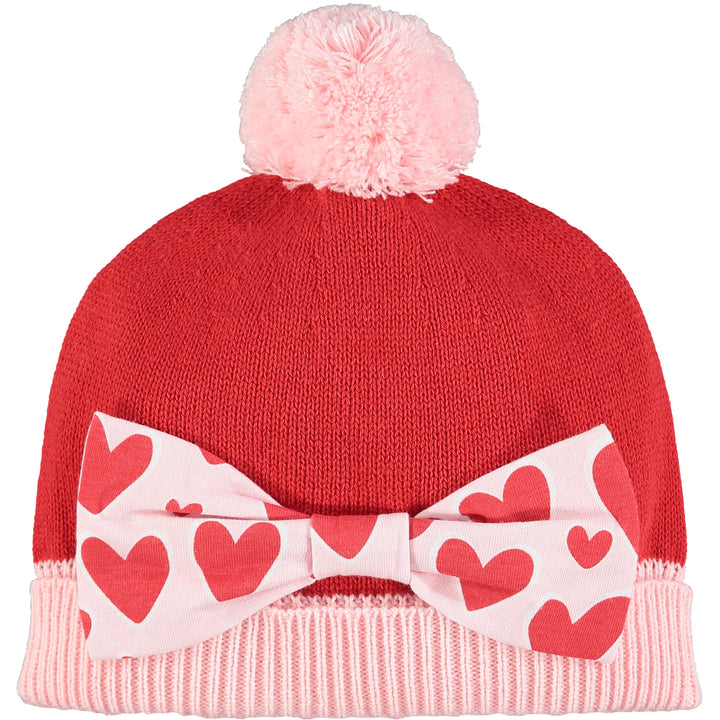 AW2 A Dee Girls Eileen Bow Knitted Heart Hat