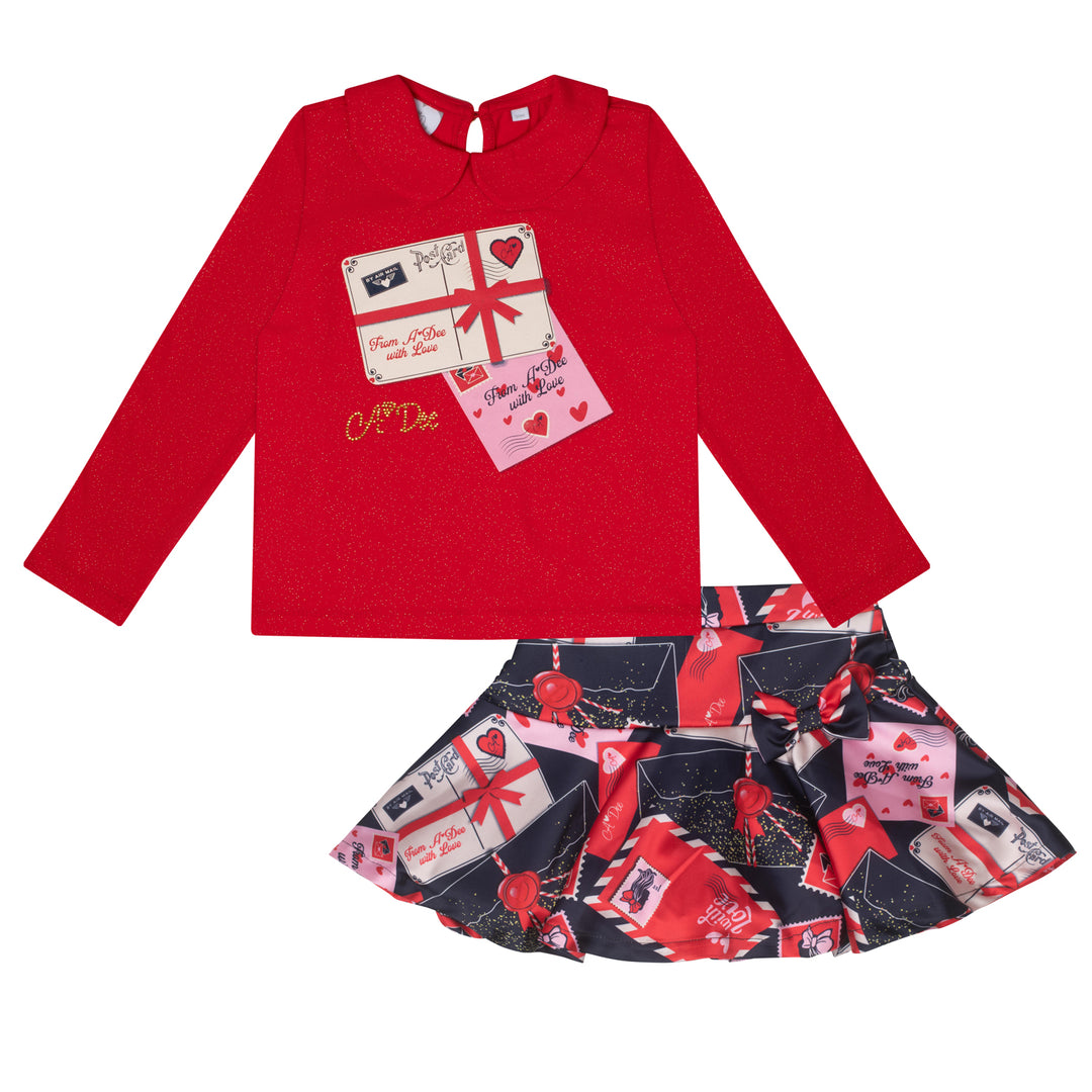 AW24 A Dee Girls With Love Roxy Red Skirt Set