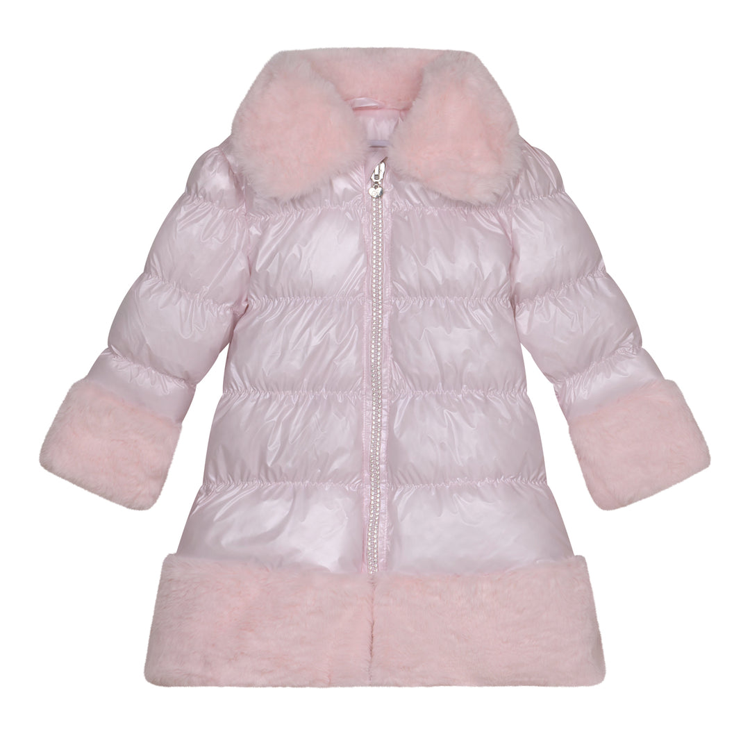 AW24 A Dee Girls Sarah Pink Fur Trim Coat