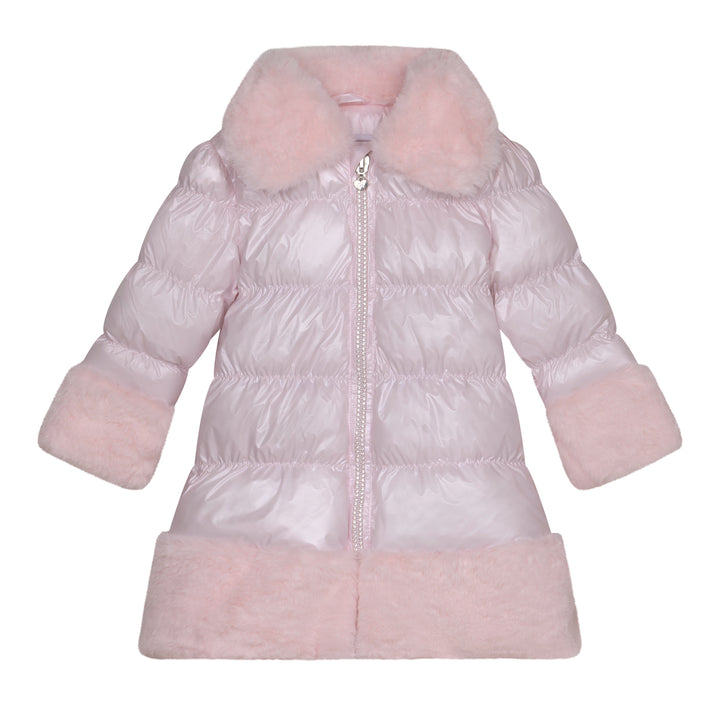 AW24 A Dee Girls Sarah Pink Fur Trim Coat