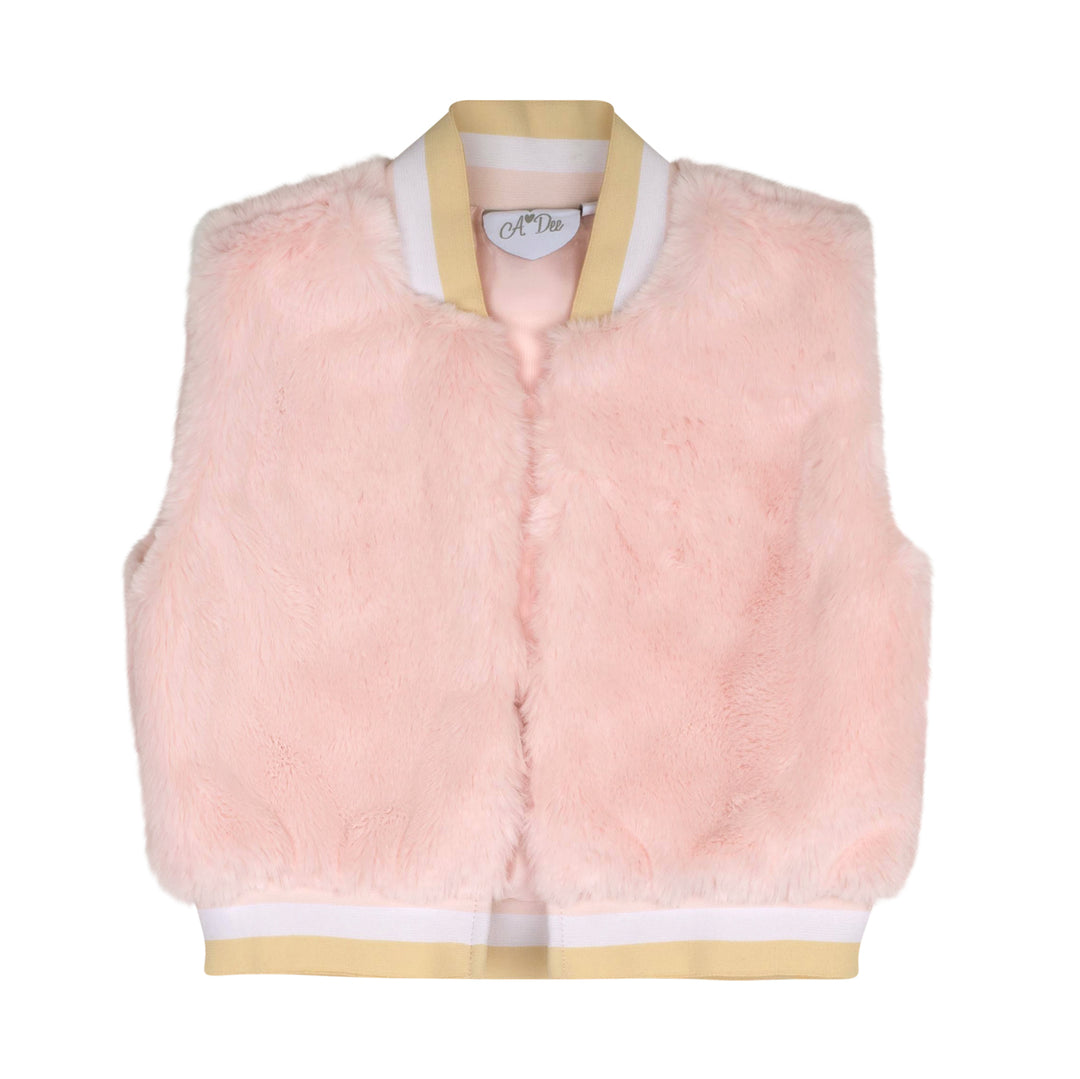 AW24 A Dee Girls Sally Pink Faux Fur Gilet