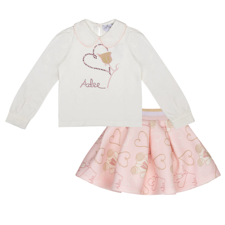 AW24 A Dee Girls Star Teddy Print Skirt Set