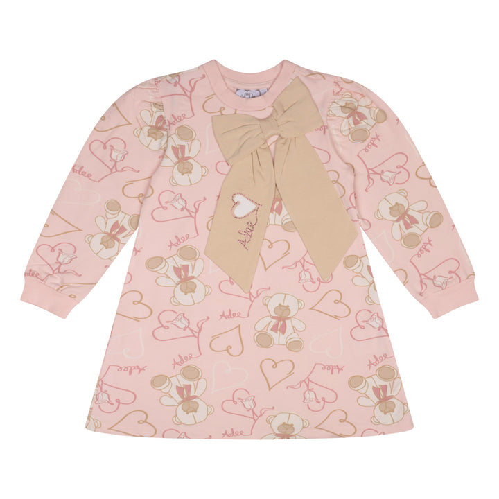 AW24 A Dee Girls Sage Teddy Print Sweat Dress