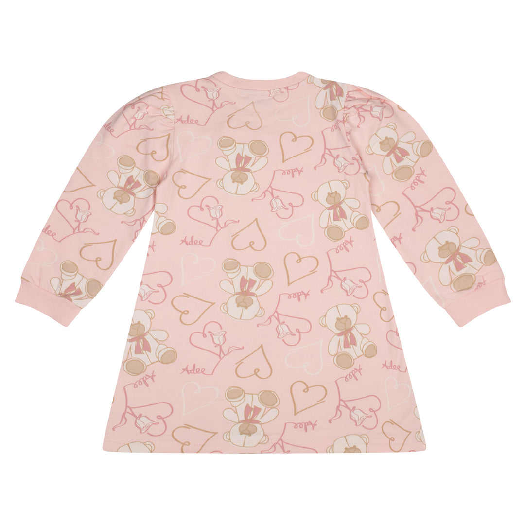 AW24 A Dee Girls Sage Teddy Print Sweat Dress