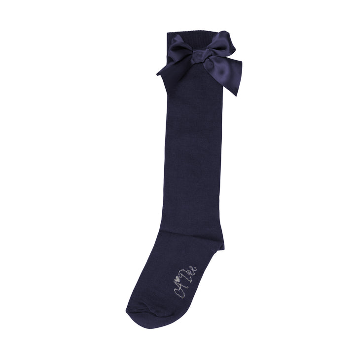 AW24 A Dee Girls Binky Navy Blue Bow Socks