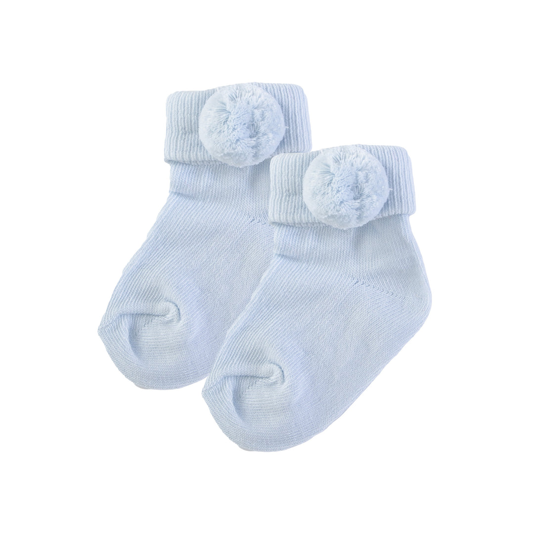 Patachou Baby Blue Pom Pom Ankle Socks