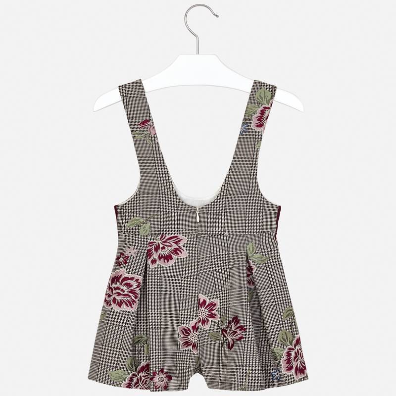 AW19 Mayoral Girls Dogtooth & Embroidered Flower Dungaree Set 136 & 4601