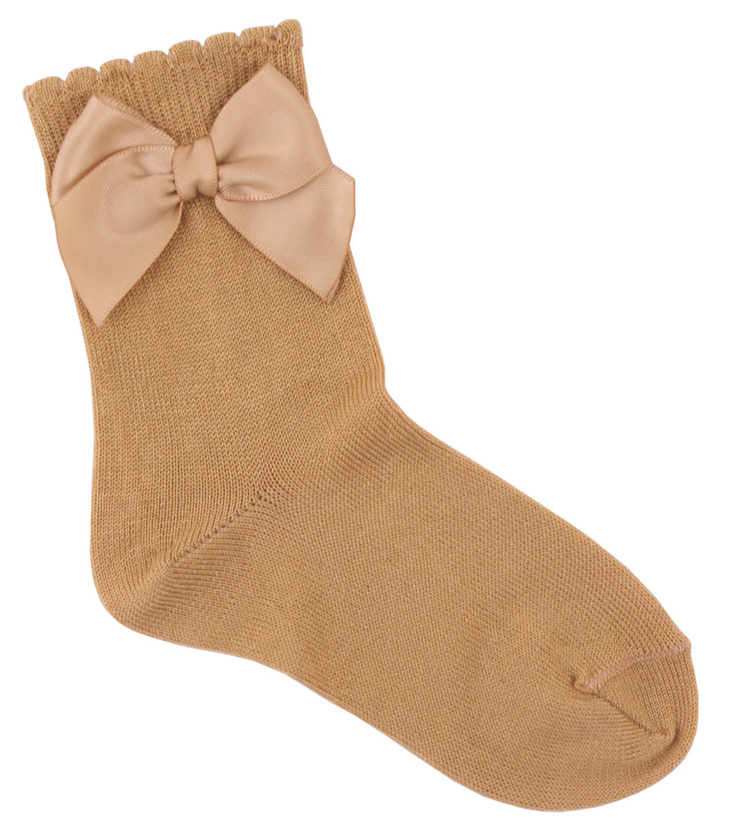 Carlomagno Camel Single Bow Ankle Socks - Liquorice Kids