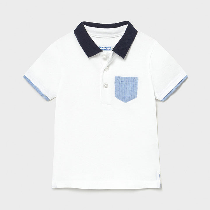 SS21 Mayoral Toddler Boys White & Blue Polo Top 1103