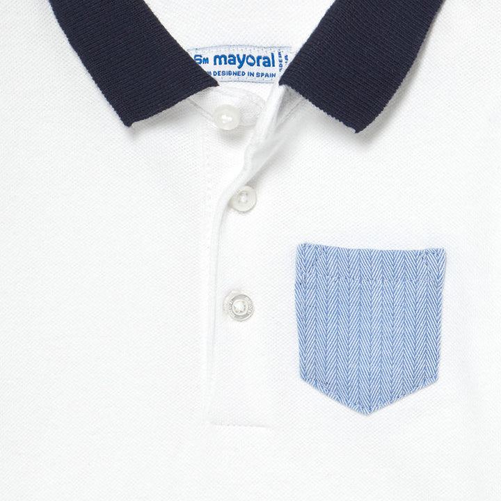 SS21 Mayoral Toddler Boys White & Blue Polo Top 1103