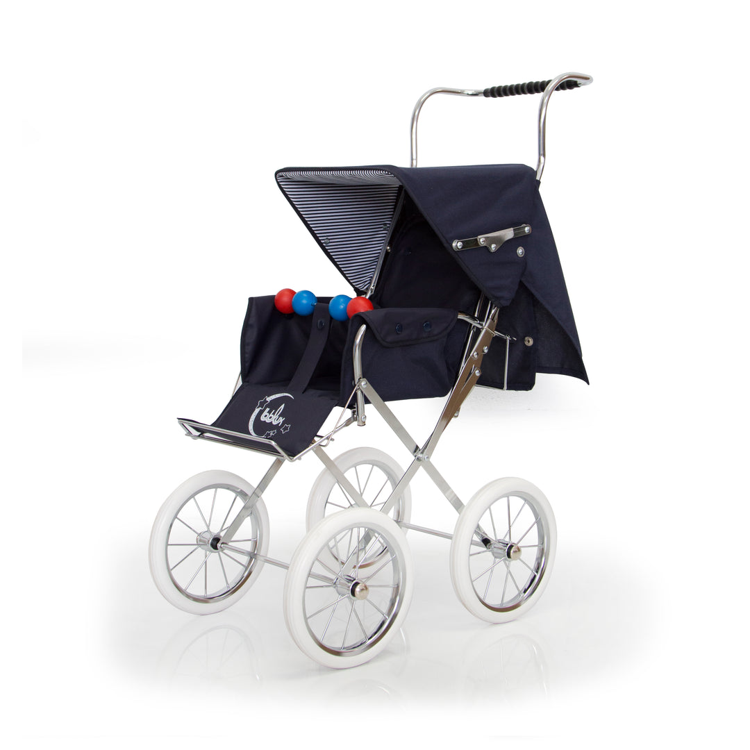 BebeLux 'Classic Big' Spanish Doll's Pushchair In Navy with Bag 2311-M