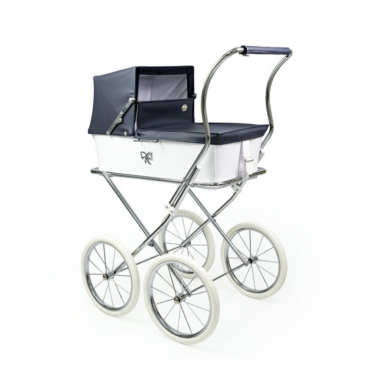 Bebelux Donosti White  and Navy Blue Pram & Bag 2463-B