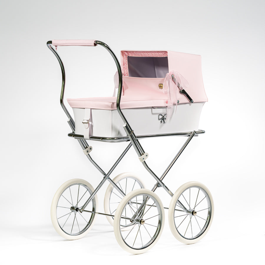 Bebelux Donosti White and Pink Spanish Dolls Pram & Bag 2463-R