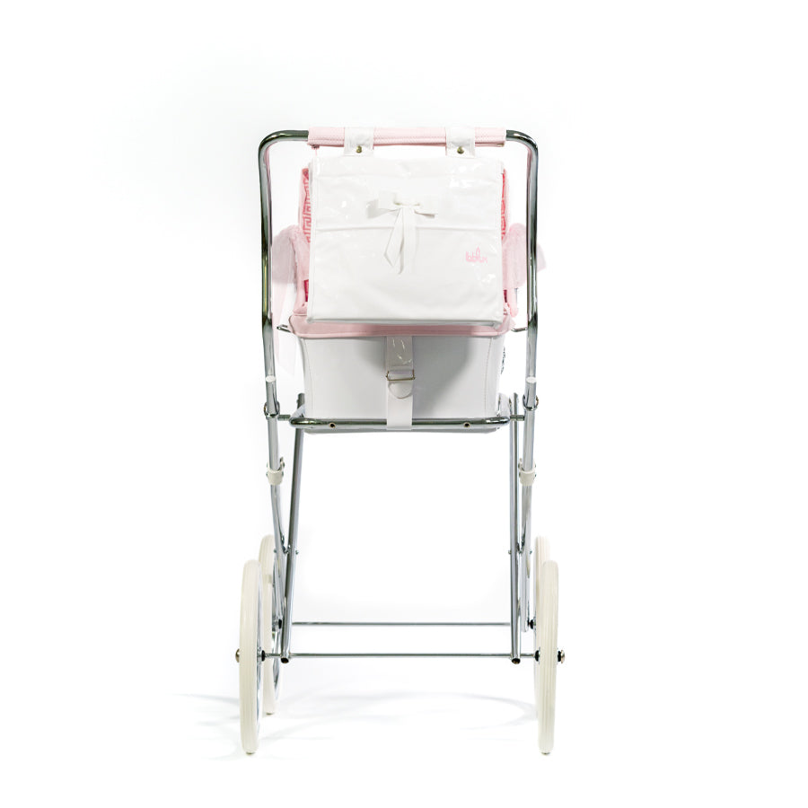 Bebelux Donosti White and Pink Spanish Dolls Pram & Bag 2463-R