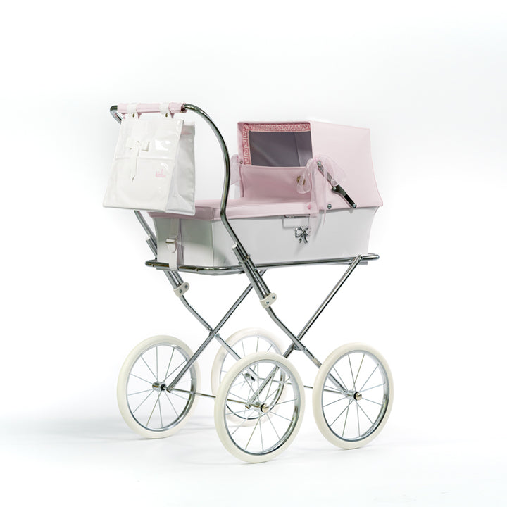 Bebelux Donosti White and Pink Spanish Dolls Pram & Bag 2463-R