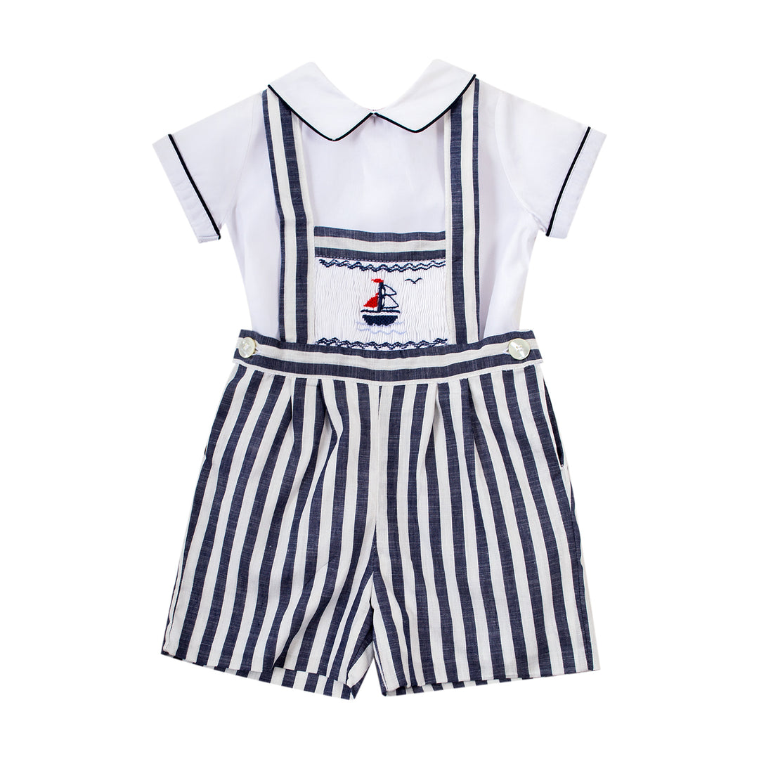 SS23 Kidiwi Alban Blue & White Smocked H-Bar Set