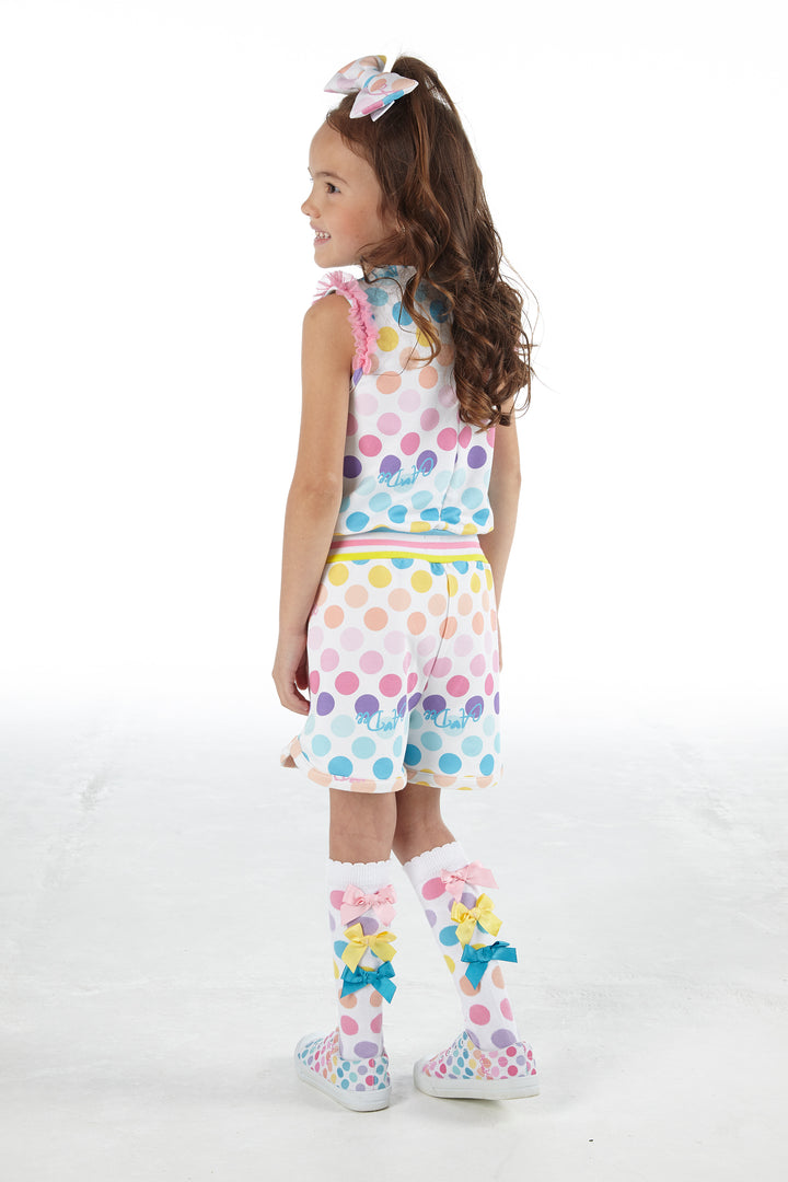 SS21 A Dee Girls Nirobi Rainbows & Unicorns Dotty Playsuit