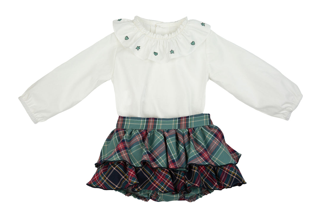 AW19 Rochy Baby Girls Green Tartan Jam Pants Set C06103