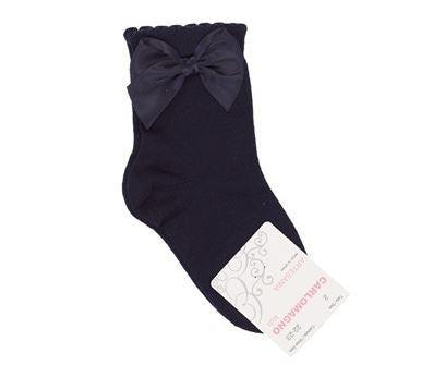 Carlomagno Navy Ankle Bow Socks - Liquorice Kids